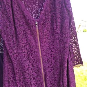 Adrianna Papell Purple Lace Midi Dress